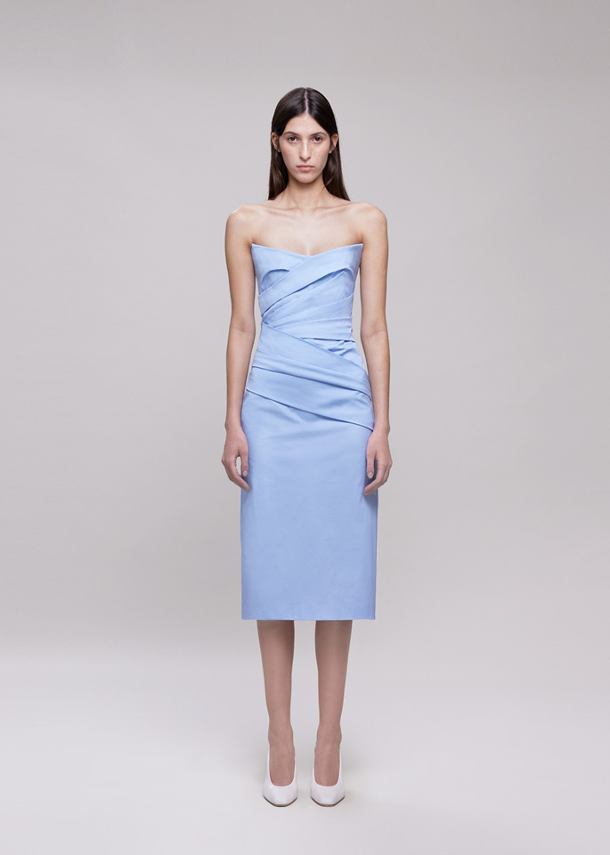 DEL CORE: ABITO MIDI DRAPPEGGIATO CON SCOLLO A PUNTA