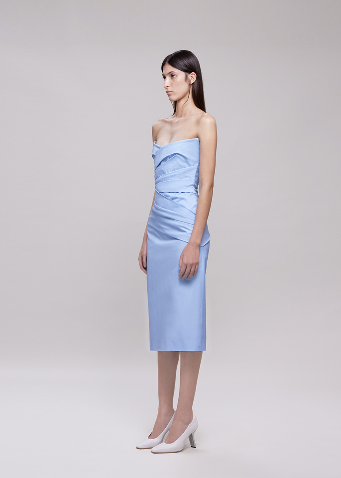 DEL CORE: ABITO MIDI DRAPPEGGIATO CON SCOLLO A PUNTA
