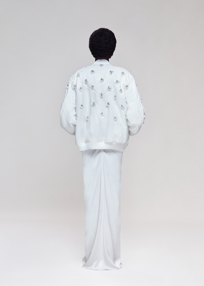 DEL CORE: BOMBER OVERSIZE RICAMATO IN NYLON TWILL