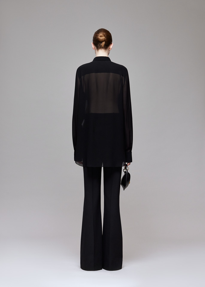 DEL CORE: PLEATED ORCHID DRAPED SHIRT