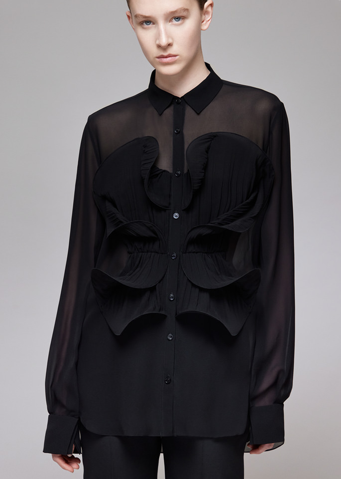 DEL CORE: PLEATED ORCHID DRAPED SHIRT