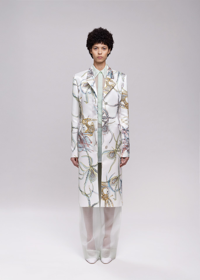 DEL CORE: MID LENGHT COAT WITH PEAK LAPEL