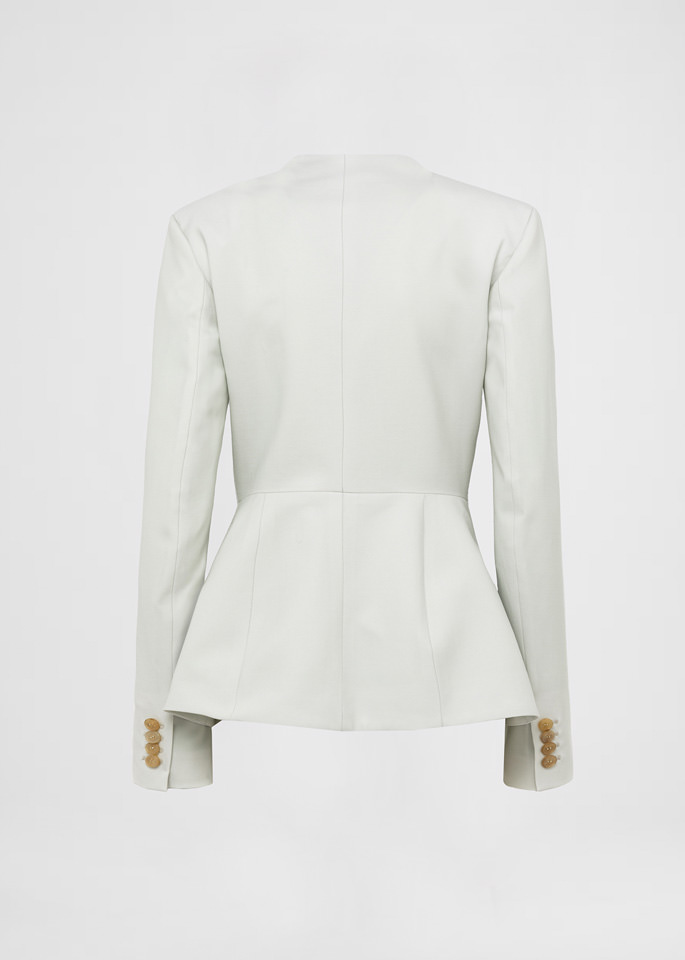 DEL CORE: DOUBLE BREASTED FITTED STRETCH WOOL JACKET WITH NOTCH LAPEL