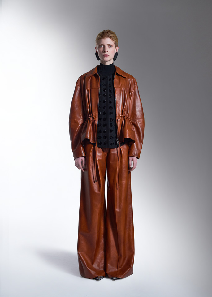 DEL CORE: DRAWSTRING LEATHER JACKET