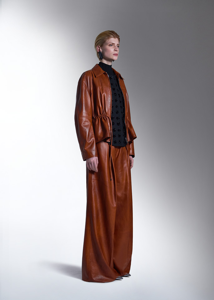 DEL CORE: DRAWSTRING LEATHER JACKET