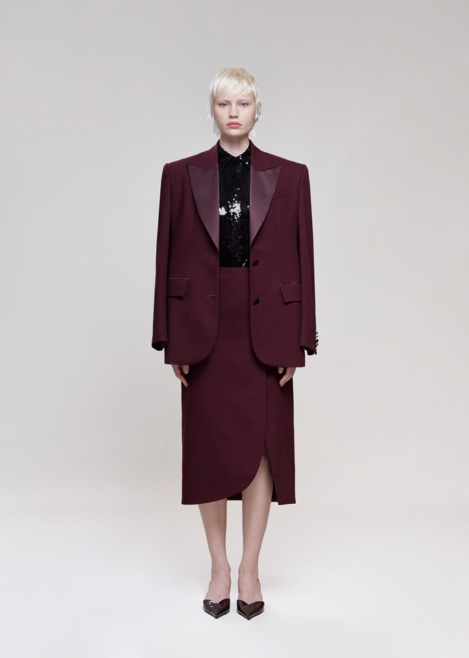 DEL CORE: SINGLE BREASTED PEAK LAPEL WOOL JACKET
