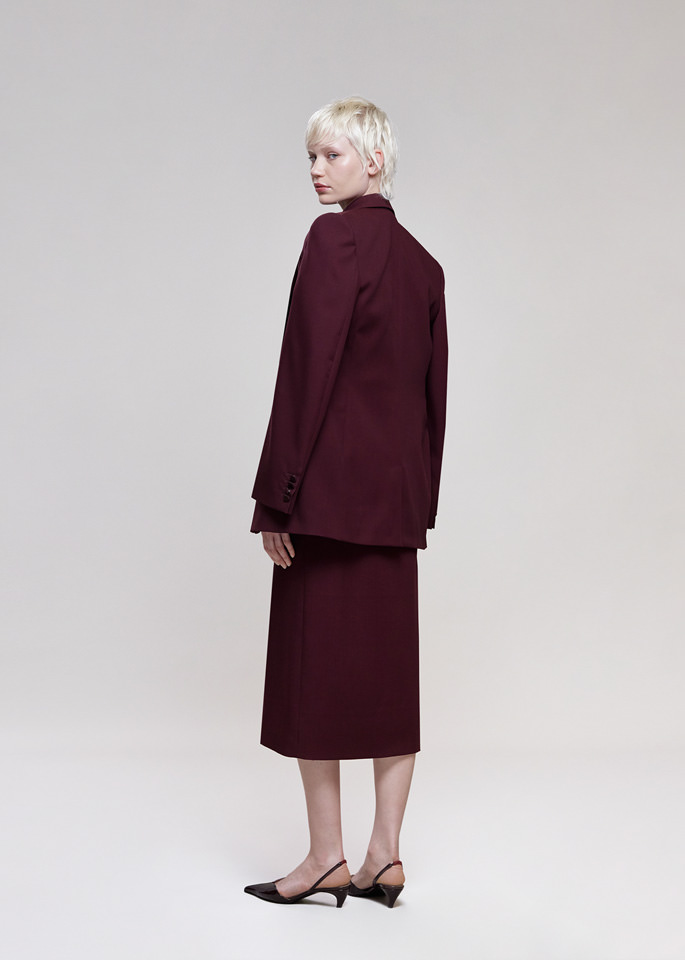 DEL CORE: SINGLE BREASTED PEAK LAPEL WOOL JACKET