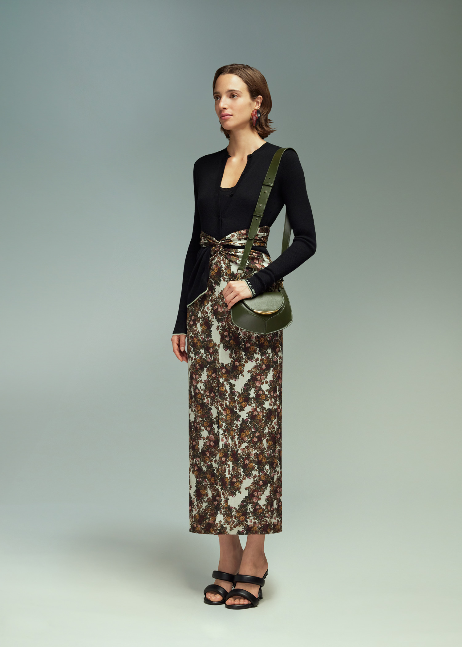 DEL CORE: TWISTED DRAPE PENCIL SKIRT