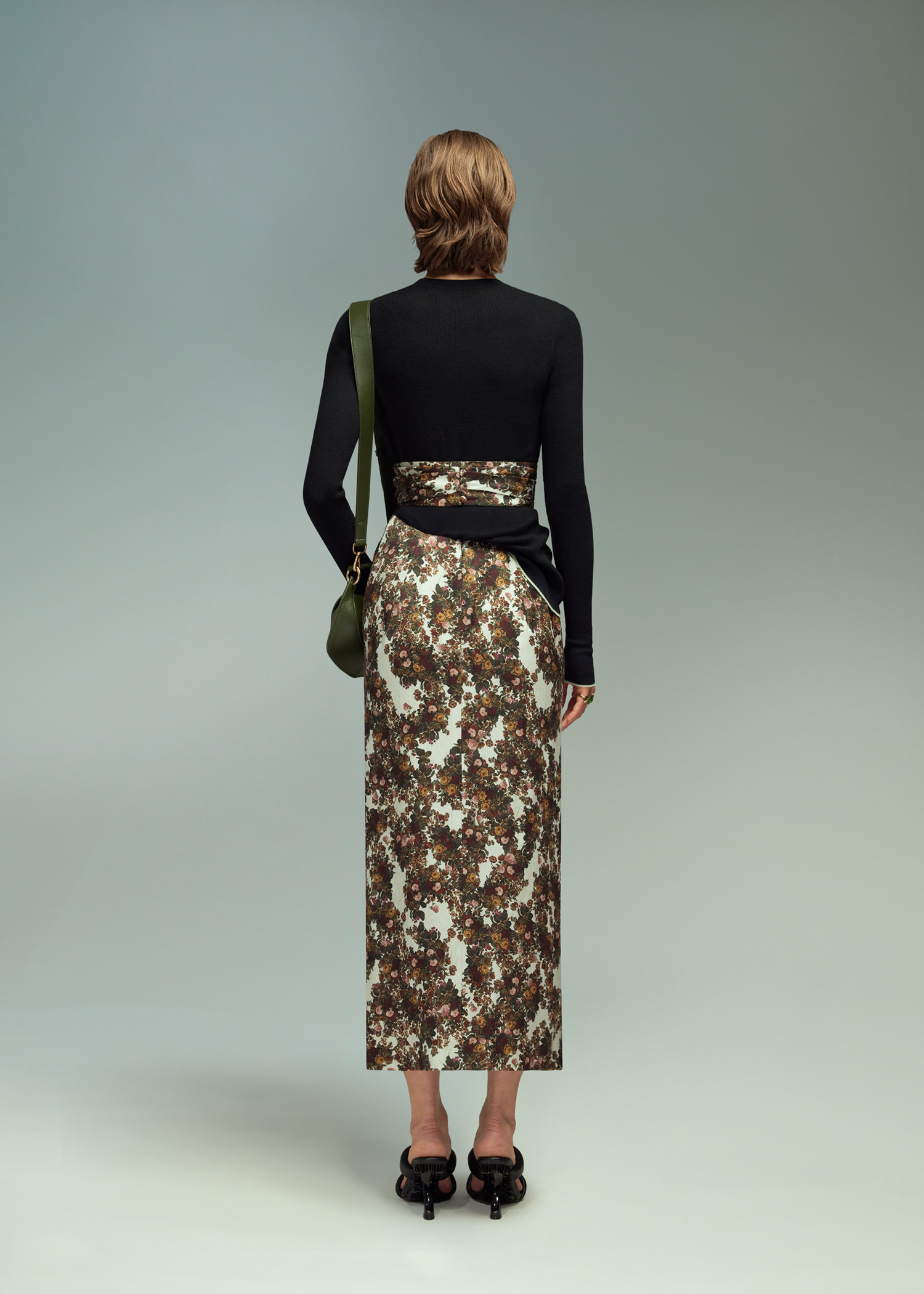 DEL CORE: TWISTED DRAPE PENCIL SKIRT