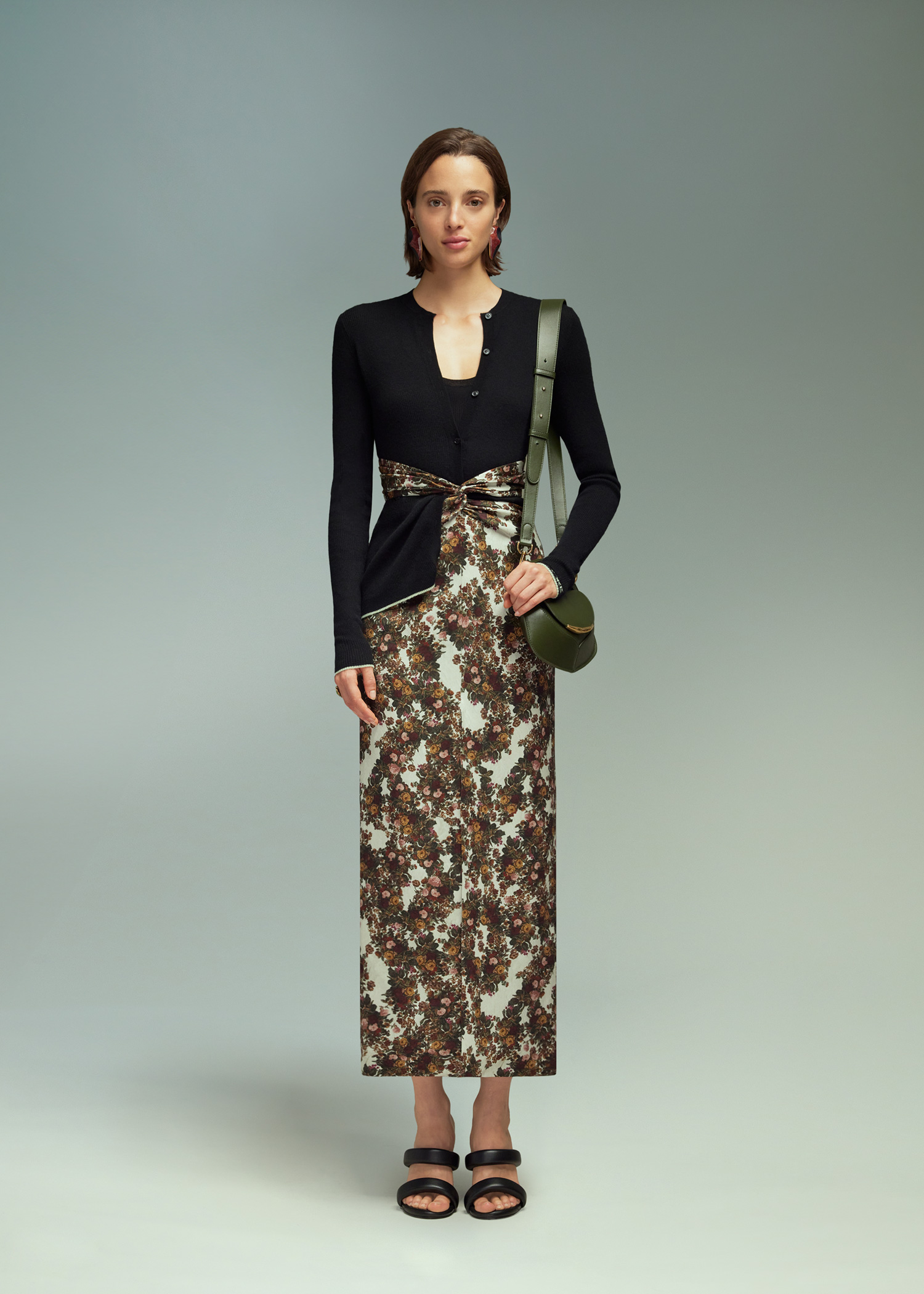 DEL CORE: TWISTED DRAPE PENCIL SKIRT