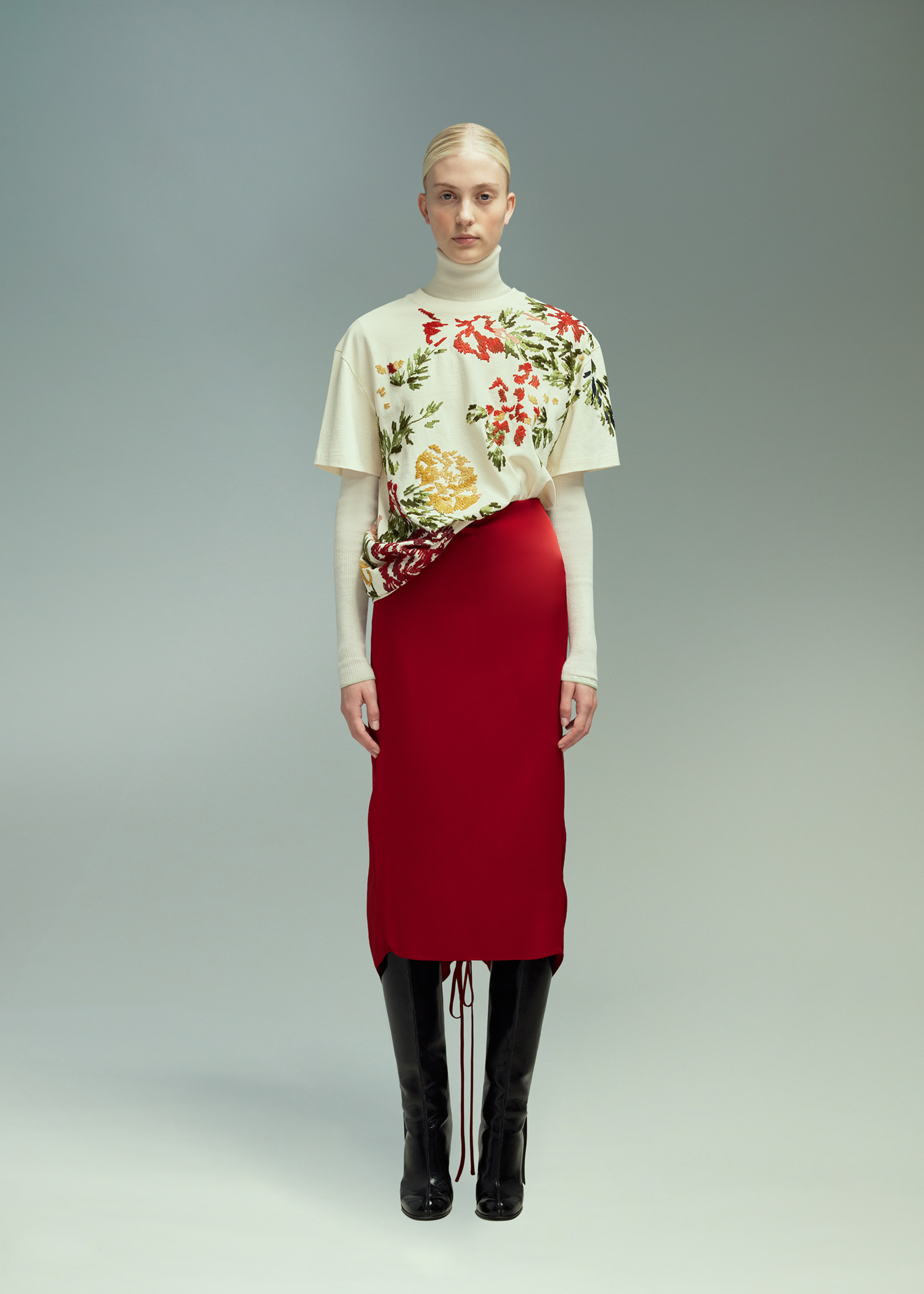 DEL CORE: DRAWSTRING BACK PENCIL SKIRT