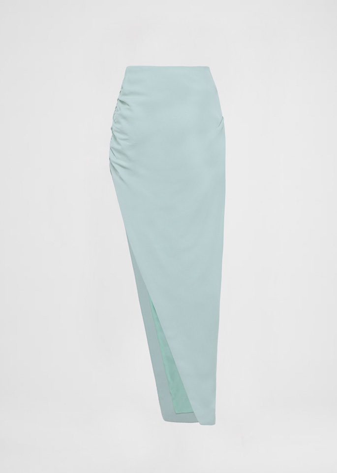 DEL CORE: GATHERED SKIRT WITHSIDE SPLIT