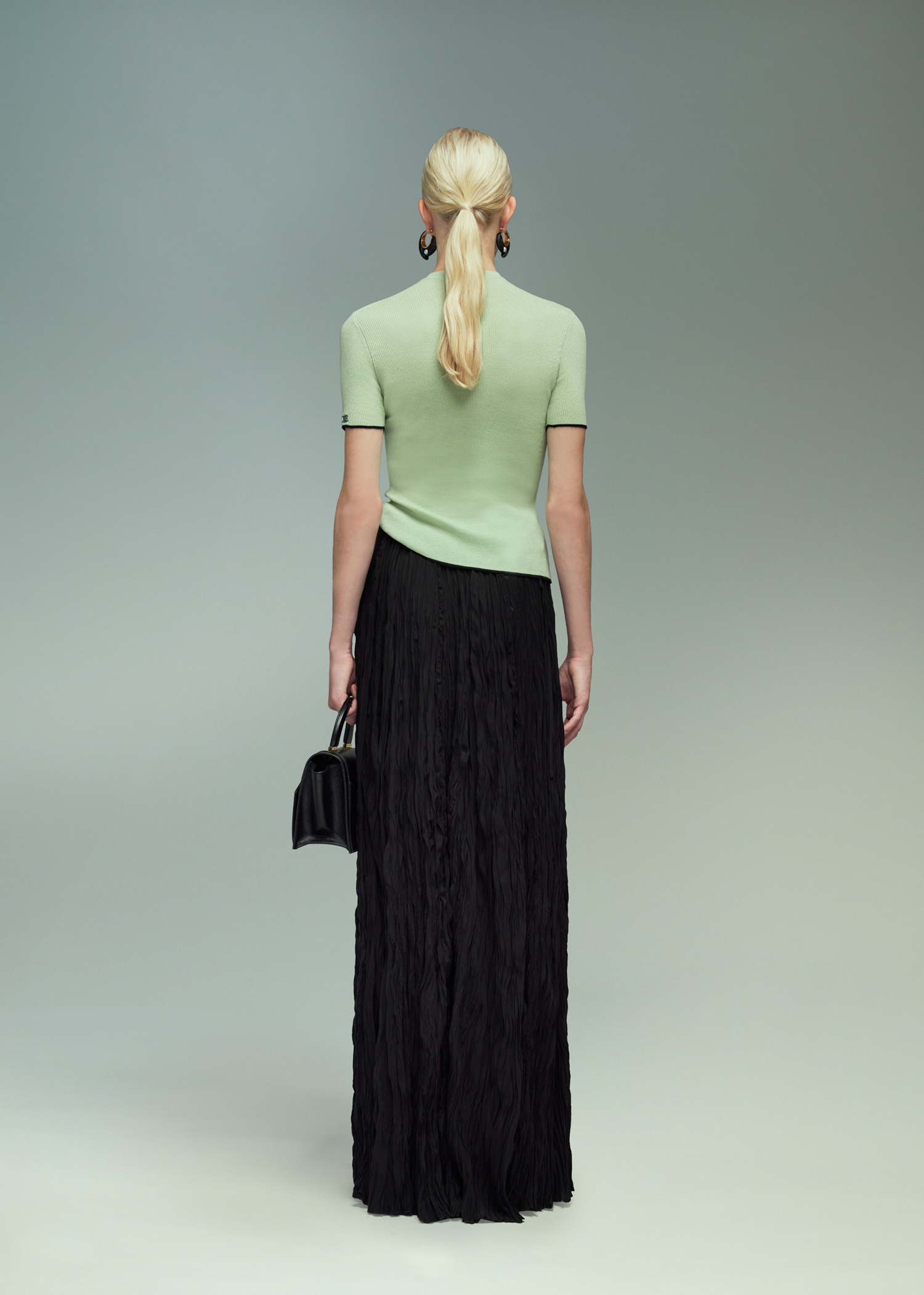 DEL CORE: TREEBARK PLEATED EVENING SKIRT WITH DRAWSTRING WAIST