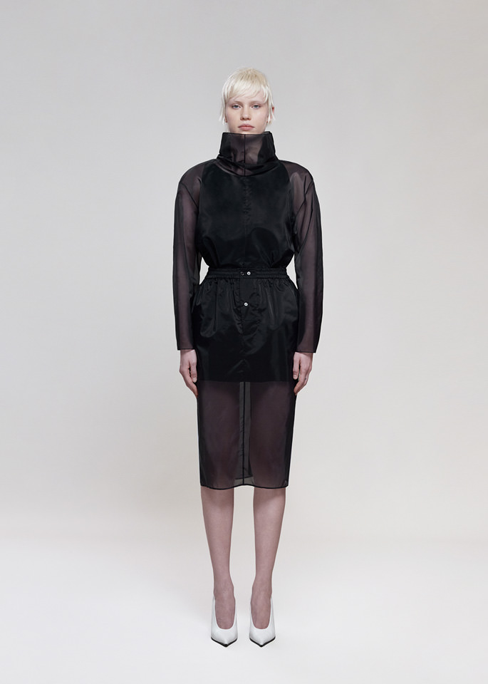 DEL CORE: JOGGER DOUBLE SKIRT IN NYLON ORGANZA WITH MINI SLIP SKIRT IN COTTON