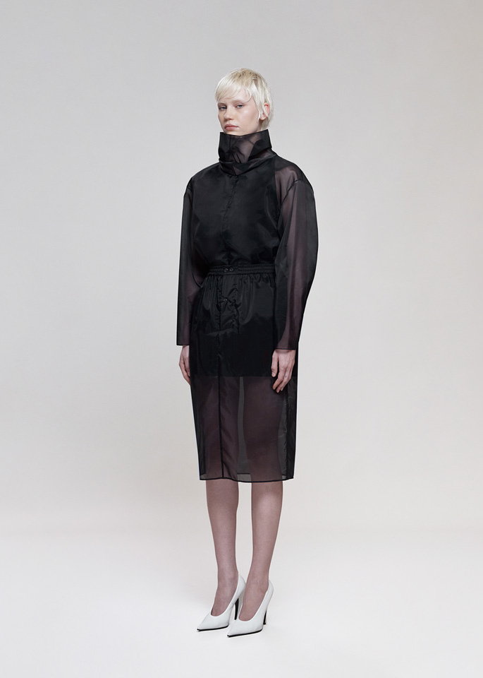 DEL CORE: JOGGER DOUBLE SKIRT IN NYLON ORGANZA WITH MINI SLIP SKIRT IN COTTON