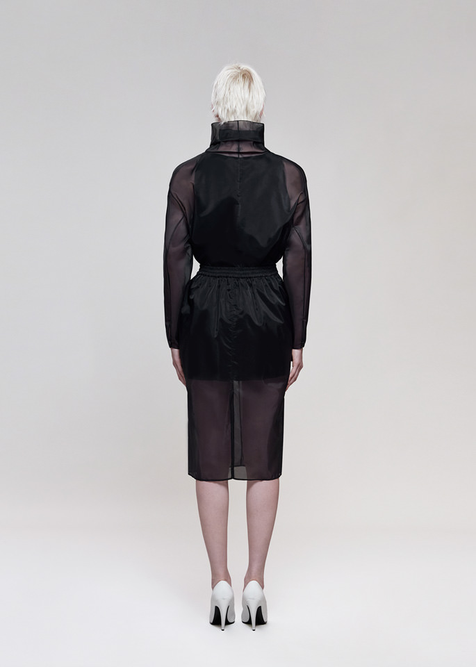 DEL CORE: JOGGER DOUBLE SKIRT IN NYLON ORGANZA WITH MINI SLIP SKIRT IN COTTON