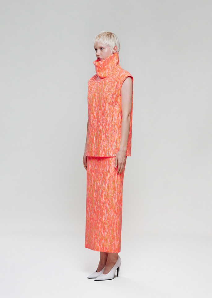 DEL CORE: GONNA LUNGA A TUBINO E VITA ALTA IN JACQUARD DI SETA