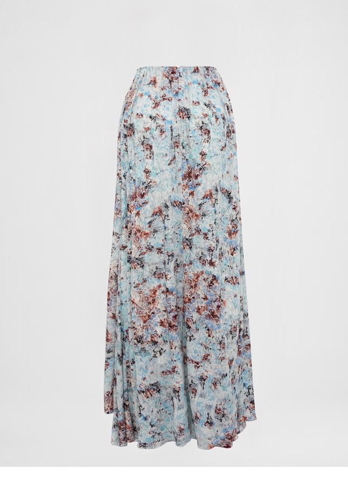 DEL CORE: LONG GATHERED PRINTED CREPE JERSEY SKIRT