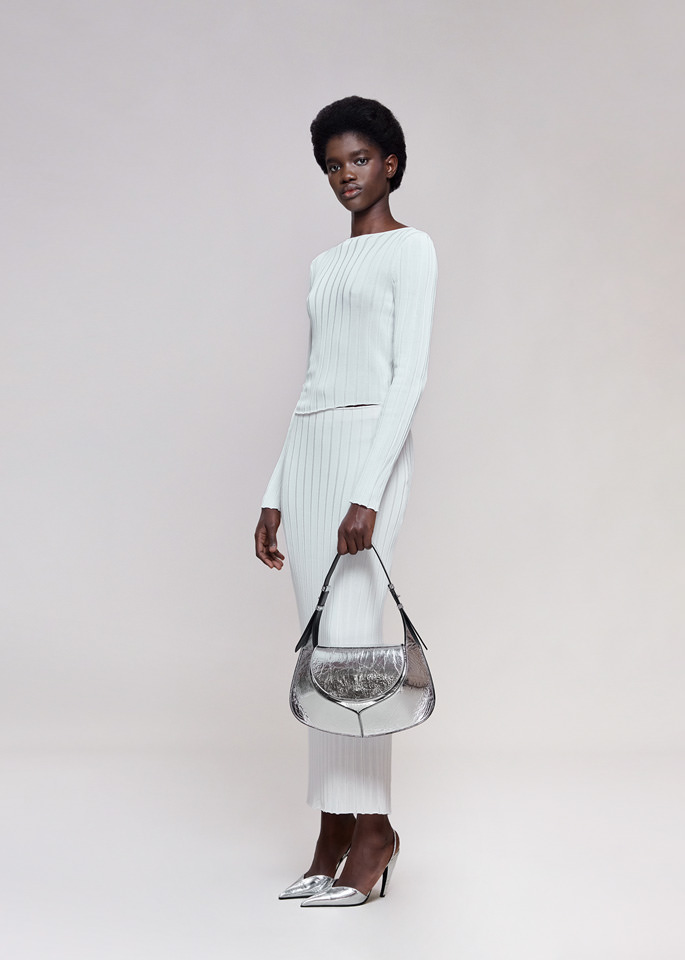 DEL CORE: LONG RIBBED VISCOSE PENCIL SKIRT