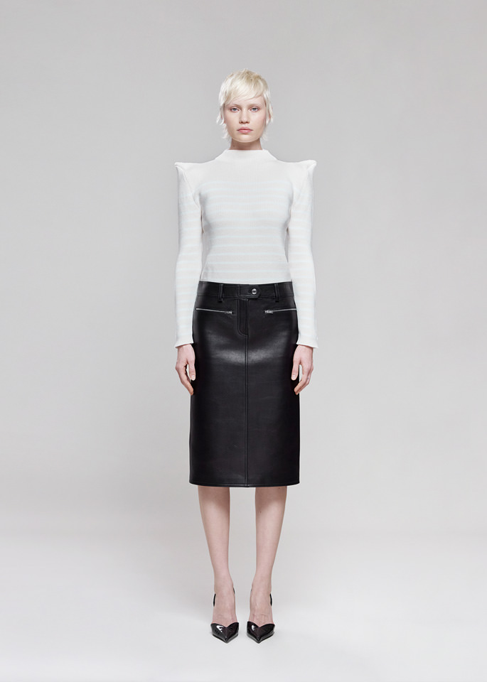 DEL CORE: POINTY SHOULDER COTTON CREW NECK SWEATER