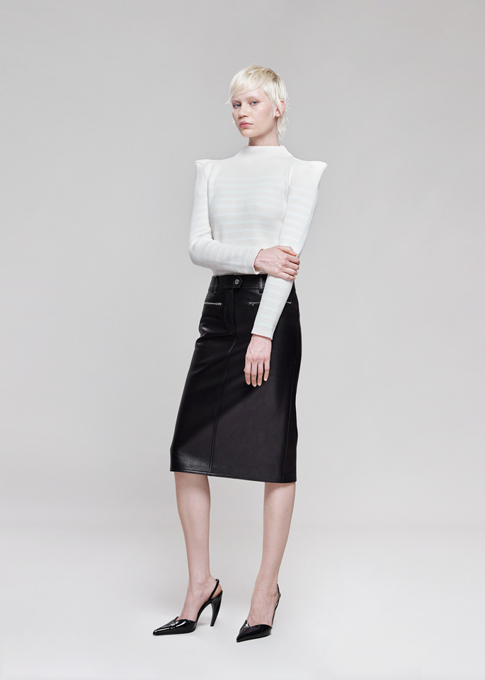 DEL CORE: POINTY SHOULDER COTTON CREW NECK SWEATER