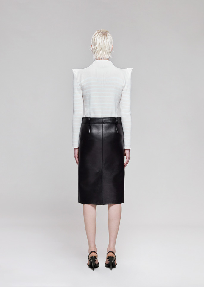 DEL CORE: POINTY SHOULDER COTTON CREW NECK SWEATER