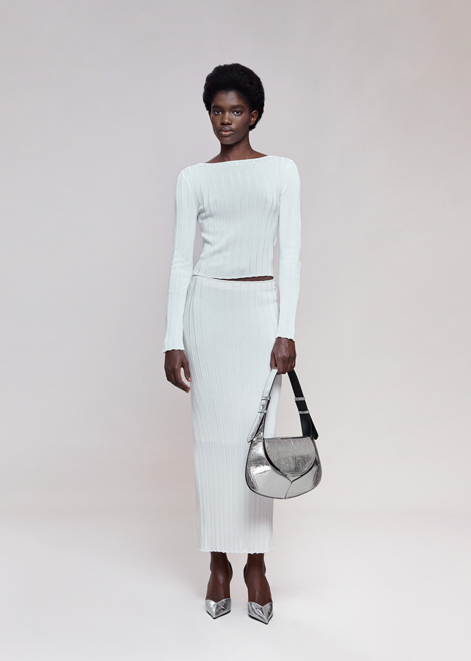 DEL CORE: BOAT NECK RIBBED VISCOSE SWEATER