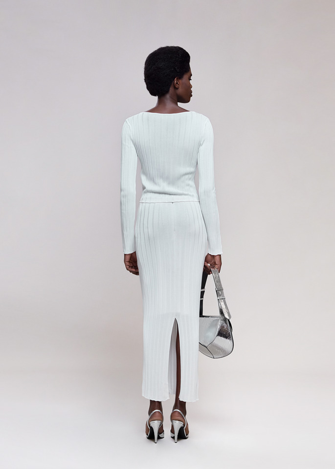 DEL CORE: BOAT NECK RIBBED VISCOSE SWEATER