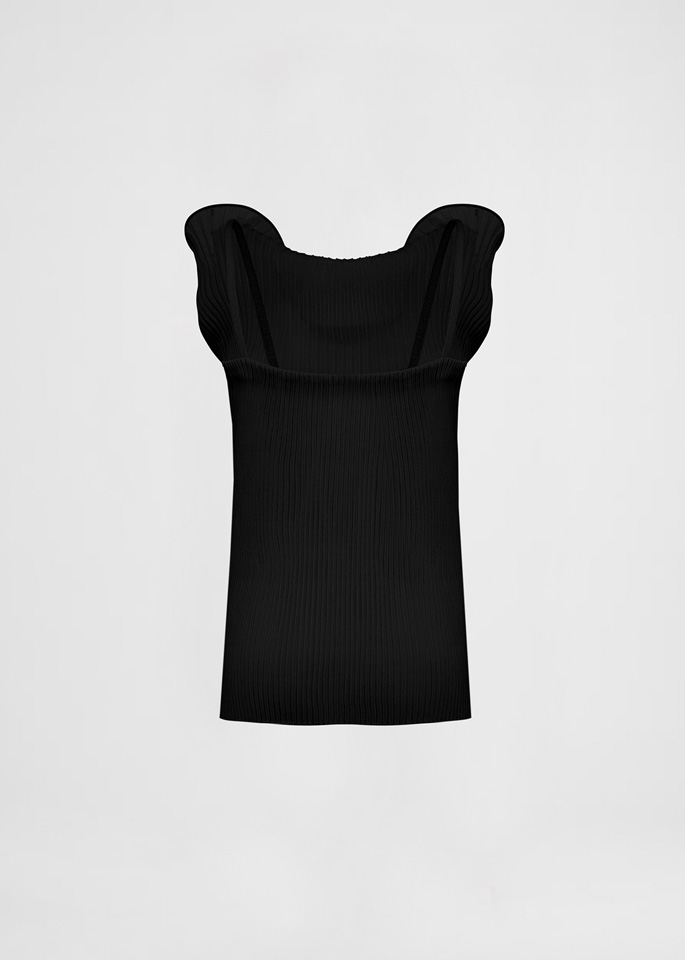 DEL CORE: MAGLIA SENZA MANICHE CON DETTAGLIO BALZE CON STECCA SOTTILE SUL DAVANTI