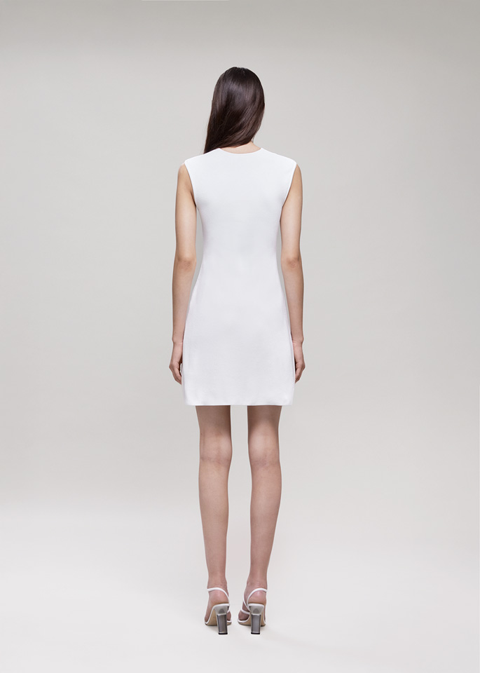 DEL CORE: SLEEVELESS CREW NECK TRANSPARET WINDOW SHIFT DRESSIN COMPACT VISOSE