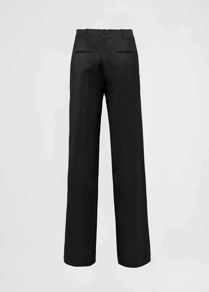 DEL CORE: PANTALONE A VITA BASSA IN SATIN VISCOSE CON GAMBA DRITTA