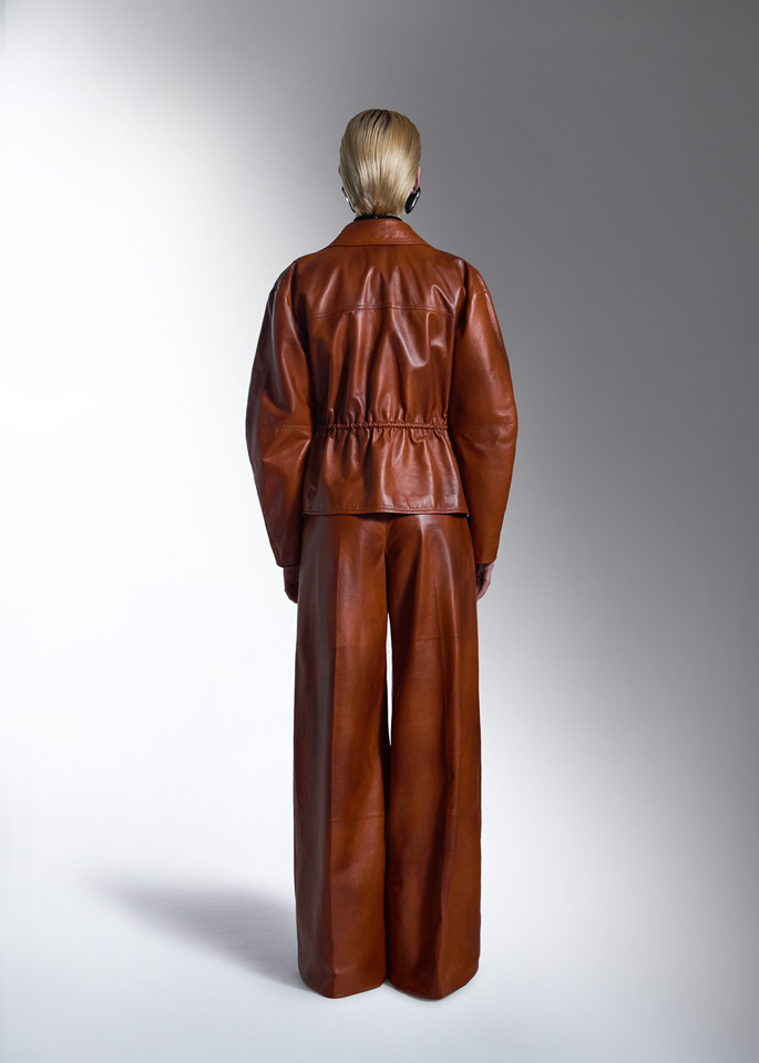 DEL CORE: WIDE LEG LEATHER TROUSERS