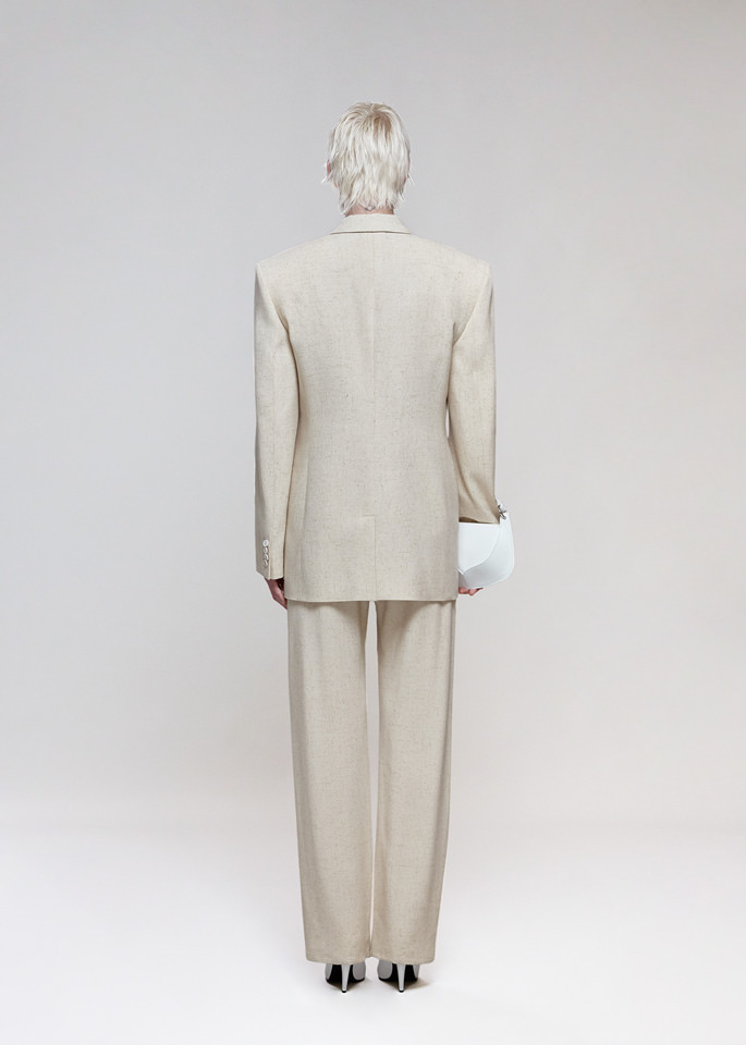DEL CORE: PATALONI CINQUE TASCHE IN TWEED NATTE'