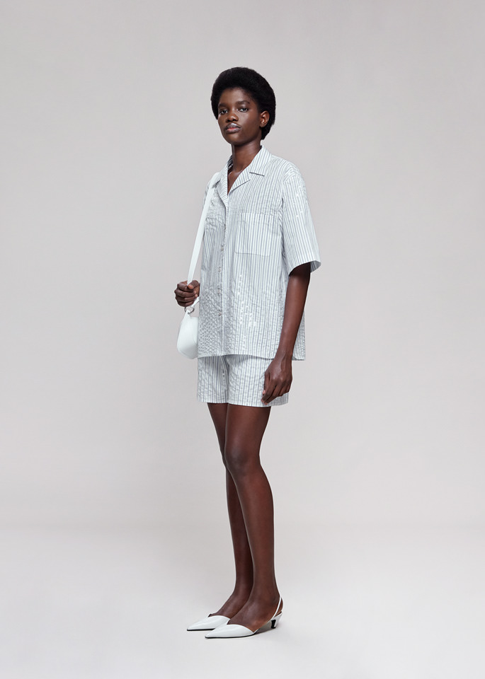 DEL CORE: SHORTS IN POPELINE CON RICAMO PAILLETTES DEGRADE