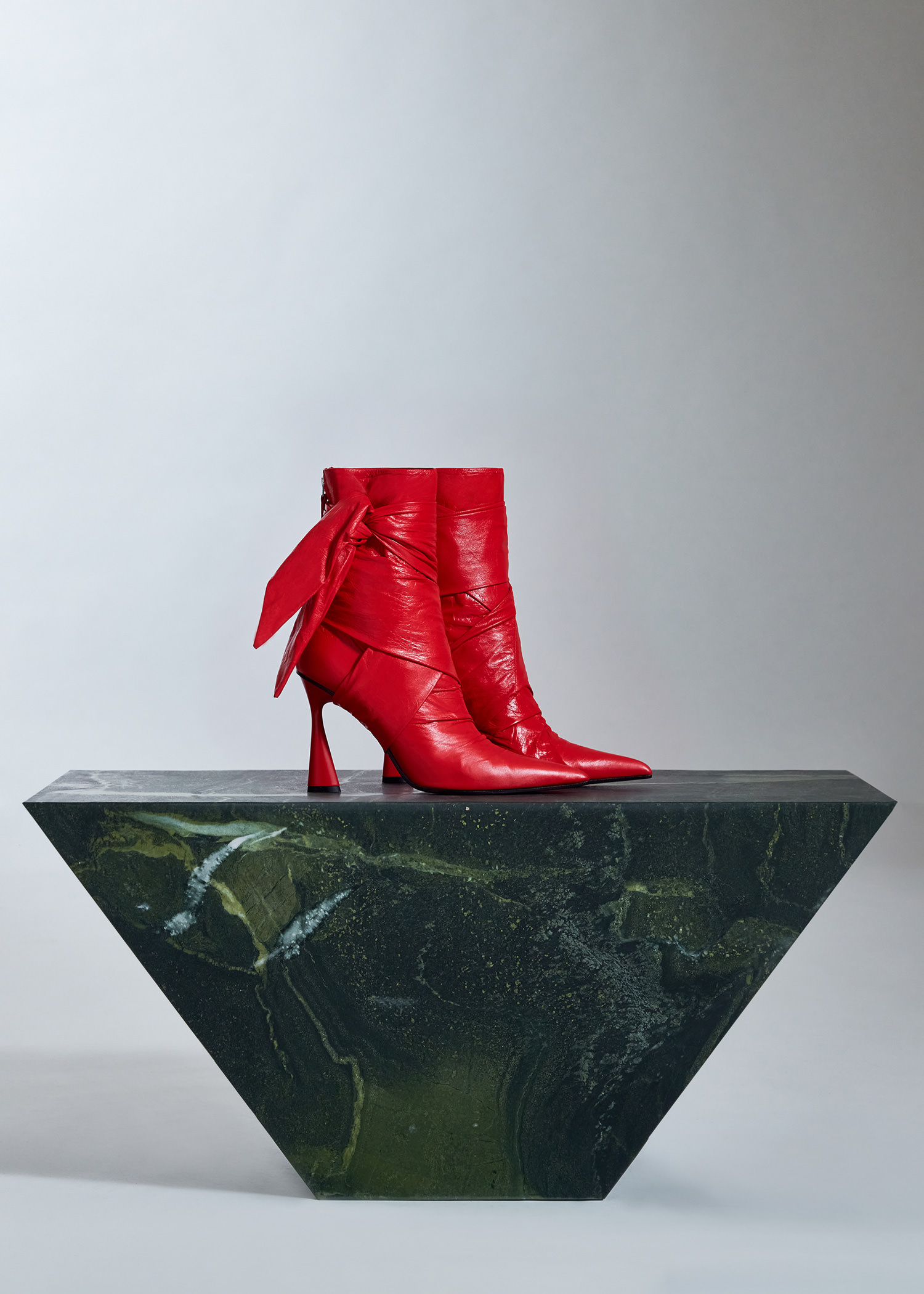 DEL CORE: DRAPED ANKLE BOOT WITH STRAPS