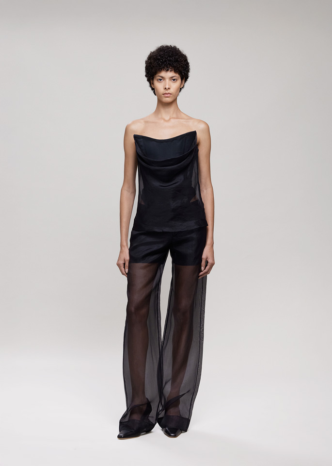 DEL CORE: TOP A BUSTINO DRAPPEGGIATO CON IMPUNTURE CORSETTO