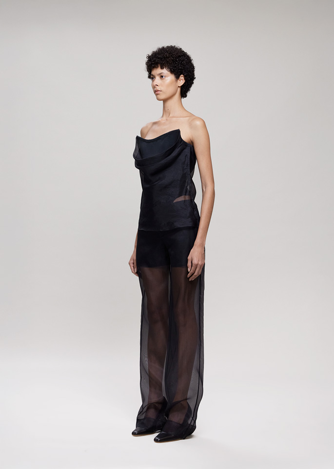 DEL CORE: TOP A BUSTINO DRAPPEGGIATO CON IMPUNTURE CORSETTO