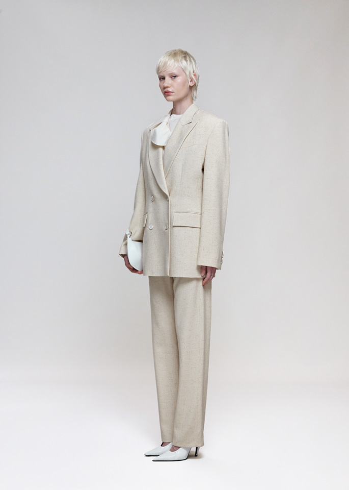 DEL CORE: TOP A MANICHE LUNGHE IN TAFFETA CON DETTAGLIO VOLANT