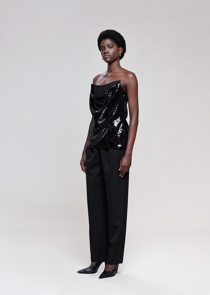 DEL CORE: BUSTIER CORSET SEQUIN TOP