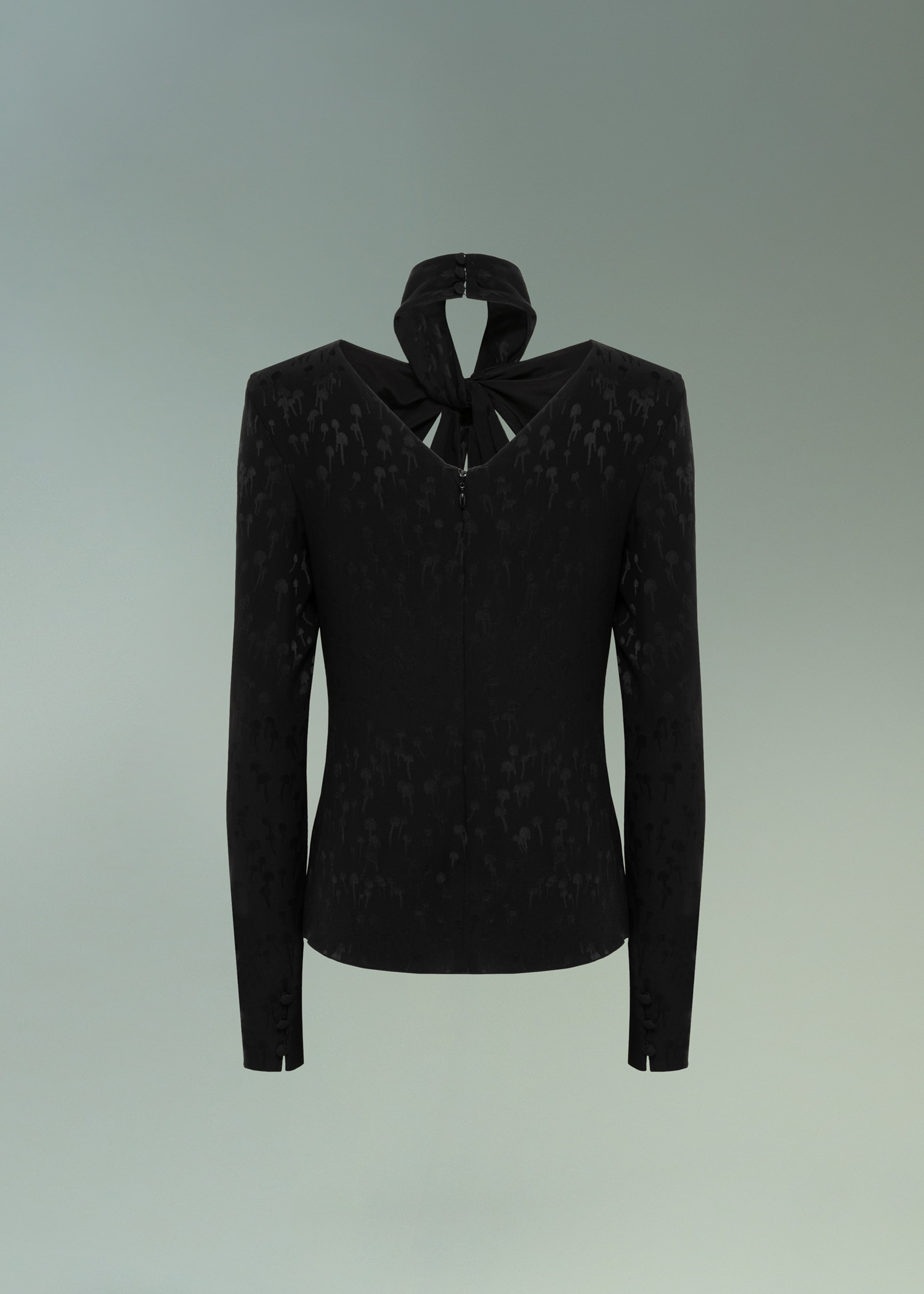 DEL CORE: KEYHOLE DRAPED TOP WITH LONG SLEEVES