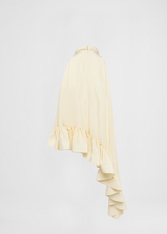 DEL CORE: HALTER NECK TOP IN SILK WITH RUFFLE LAYERING