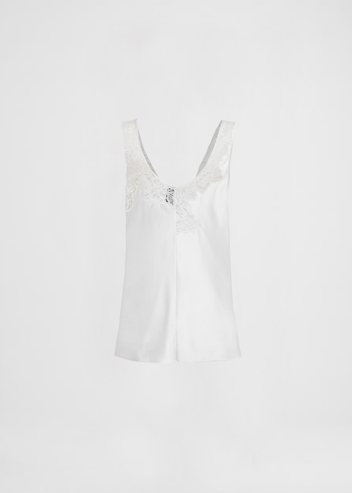 DEL CORE: TOP LINGERIE IN ENVERS SATIN CON INSERTO IN PIZZO