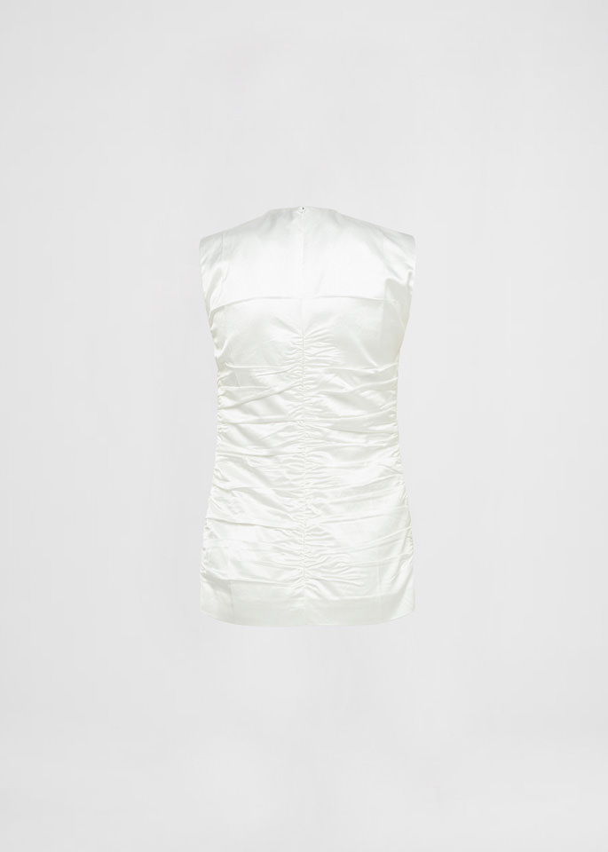 DEL CORE: SLEEVELESS TOP IN VISCOSE SATIN WITH PRESSED DRAPING EFFECT